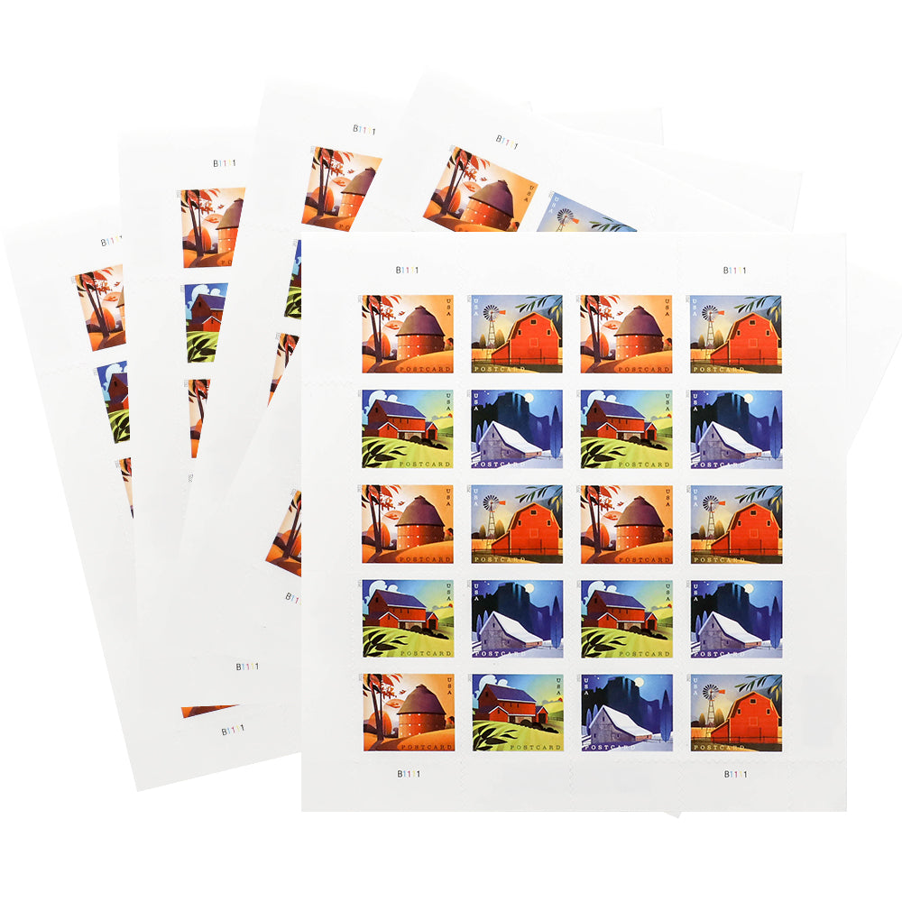 2021 US Barns Postcard Stamps Panes